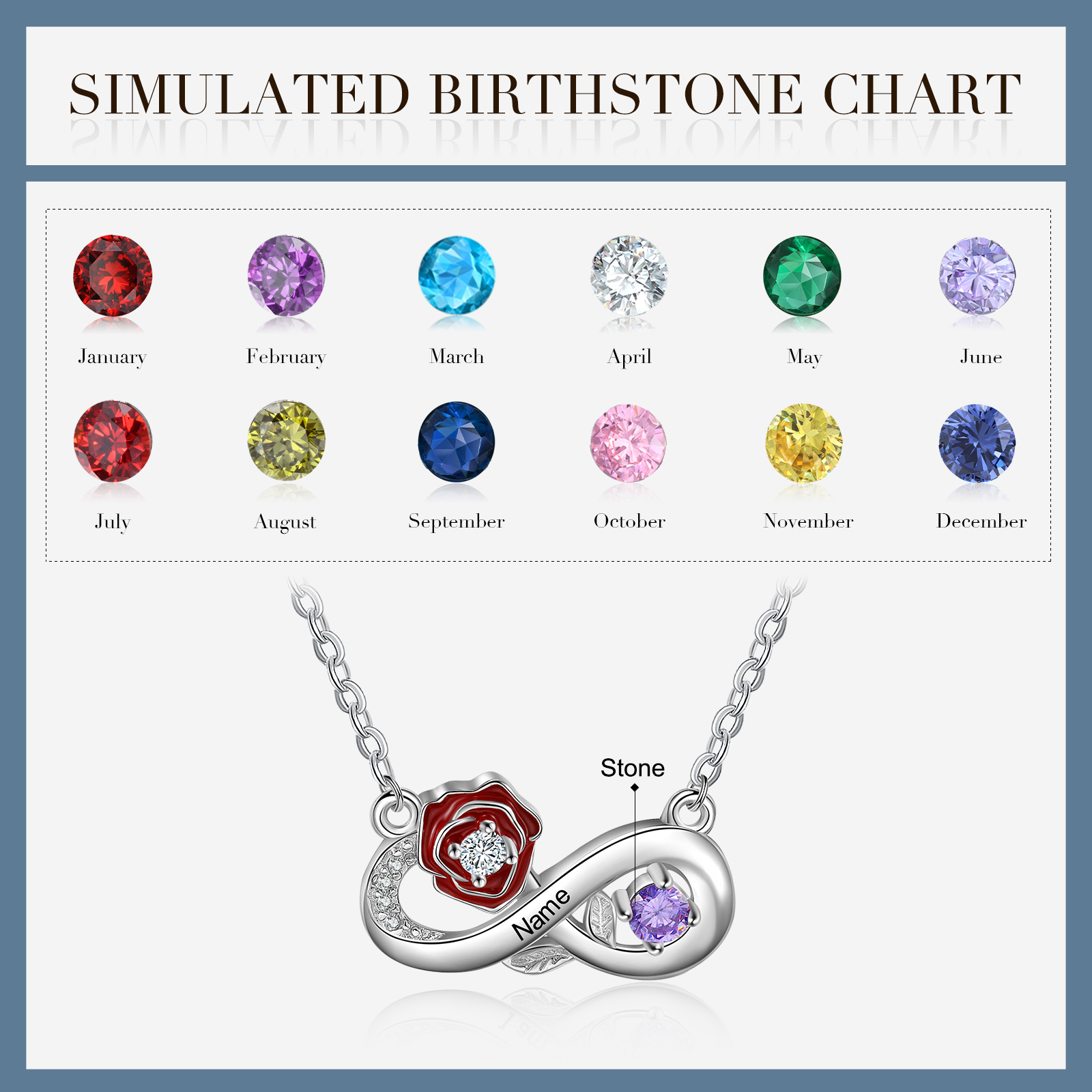 Personalised June Birthflower Necklace With Birthstone Gift For Women-Jessemade AU