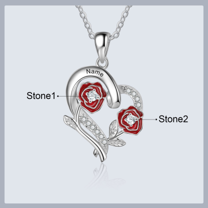 Personalised June Birthflower Necklace With Birthstones Custom 1 Name Necklace For Her-Jessemade AU