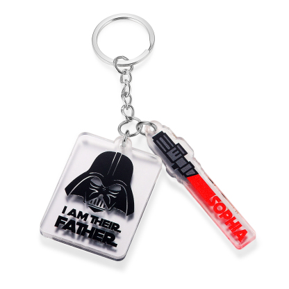 1 Name - Personalised Text & Name Acrylic Keychain Star Wars Gifts for Father/Grandpa-Jessemade AU