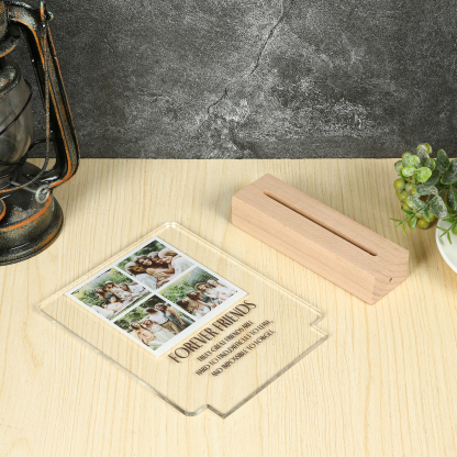 Personalised 4 Photos Night Light Engraved Wooden Lamp-Jessemade AU