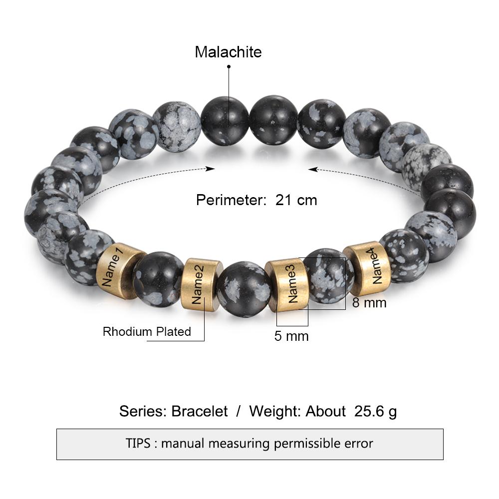 Father'day Grey Tiger Eye Men's 4 Names Bracelet-Jessemade AU