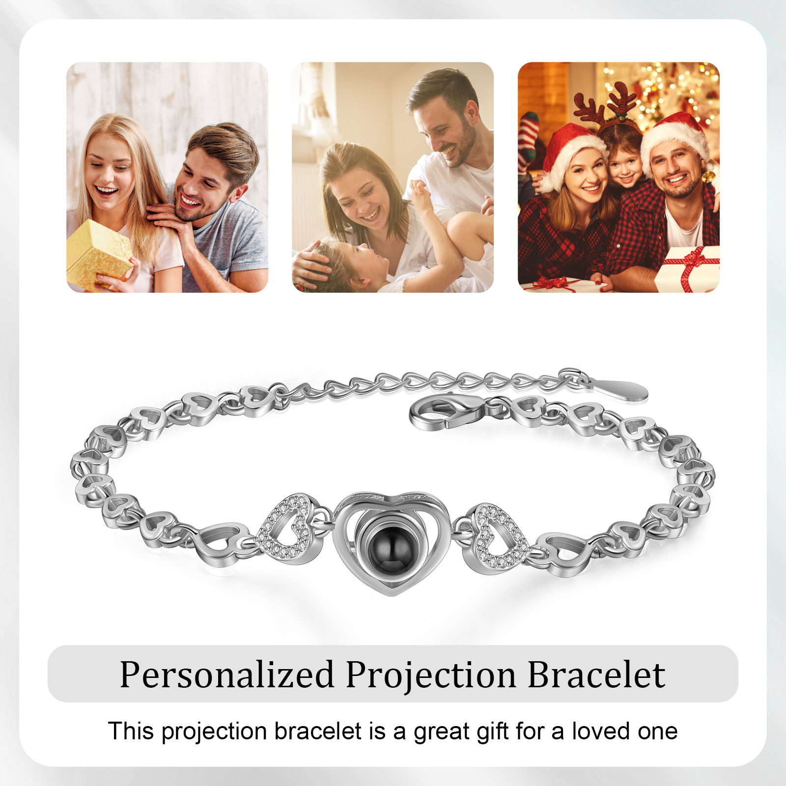 Heart Chain Projection Bracelet Personalised Photo Bracelet Creative Gift for Her-Jessemade AU
