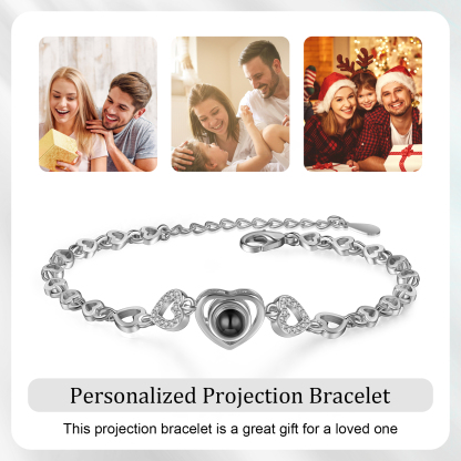 Heart Chain Projection Bracelet Personalised Photo Bracelet Creative Gift for Her-Jessemade AU