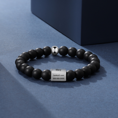 Personalised Round Beads Bracelet Custom Names Men's Bracelet Gifts For Him-Jessemade AU
