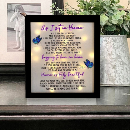 Butterfly Frame As I Sit In Heaven Lighted Shadow Box Memorial Gifts-Jessemade AU