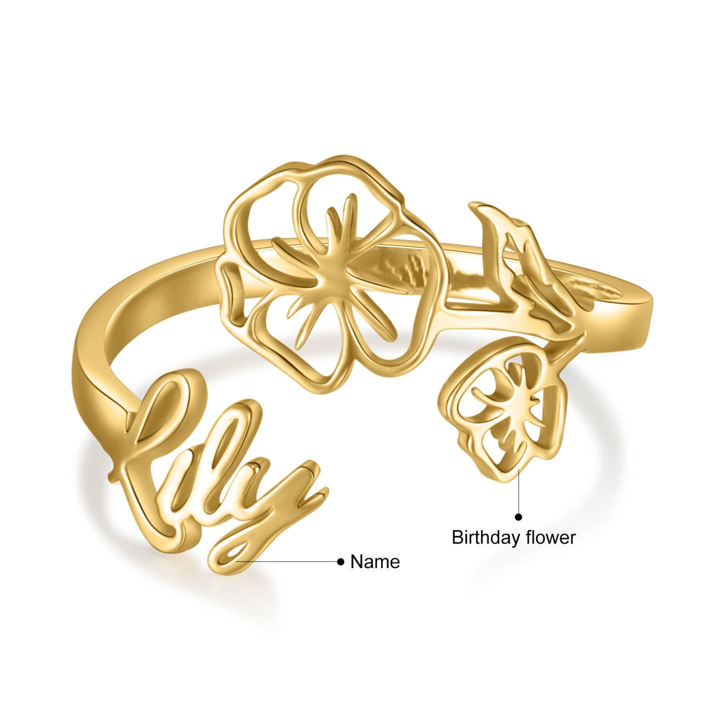 Personalised February Birth Flower Ring With Name Gifts For Her-Jessemade AU