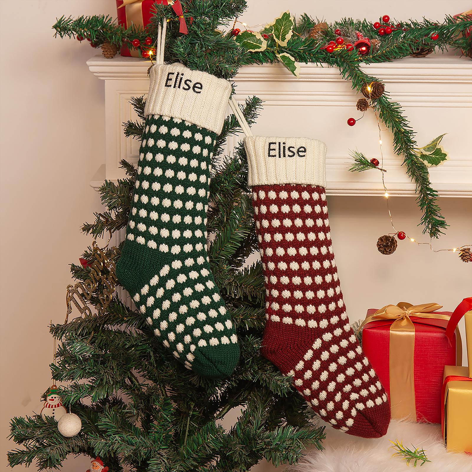Customised 1 Name Christmas Stockings Ornaments Fireplace Decor Personalised Christmas Gifts for Family Friends-Jessemade AU