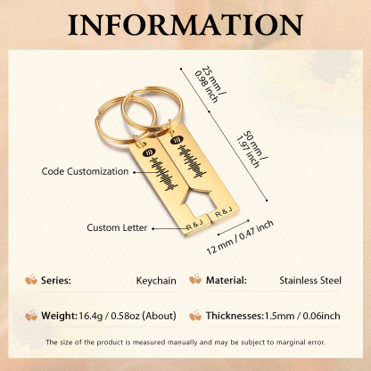 Personalised Spotify Code Keyring Custom 2 Letters Keychain Scannable Music Keychain Valentine's Day Gift for Couples-Jessemade AU