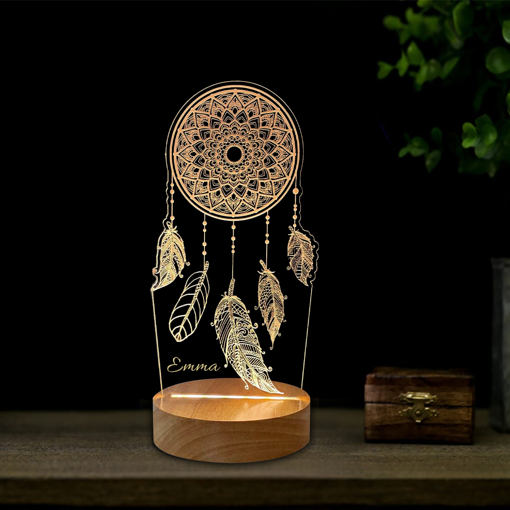 Personalised Dream Catcher Night Light Custom Name Gifts For Kids-Jessemade AU