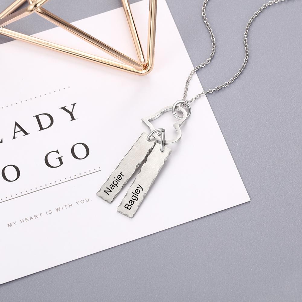Personalised Double Bar Necklace With Heart-Jessemade AU