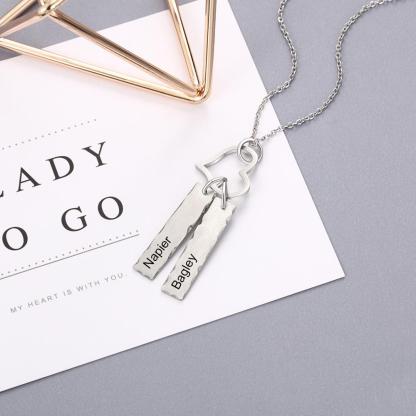 Personalised Double Bar Necklace With Heart-Jessemade AU