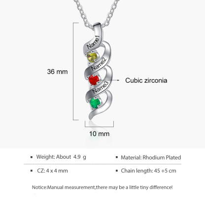 Customised Necklace Cascading Pendant with 3 Birthstones Engraving 3 Names Gifts for Her-Jessemade AU