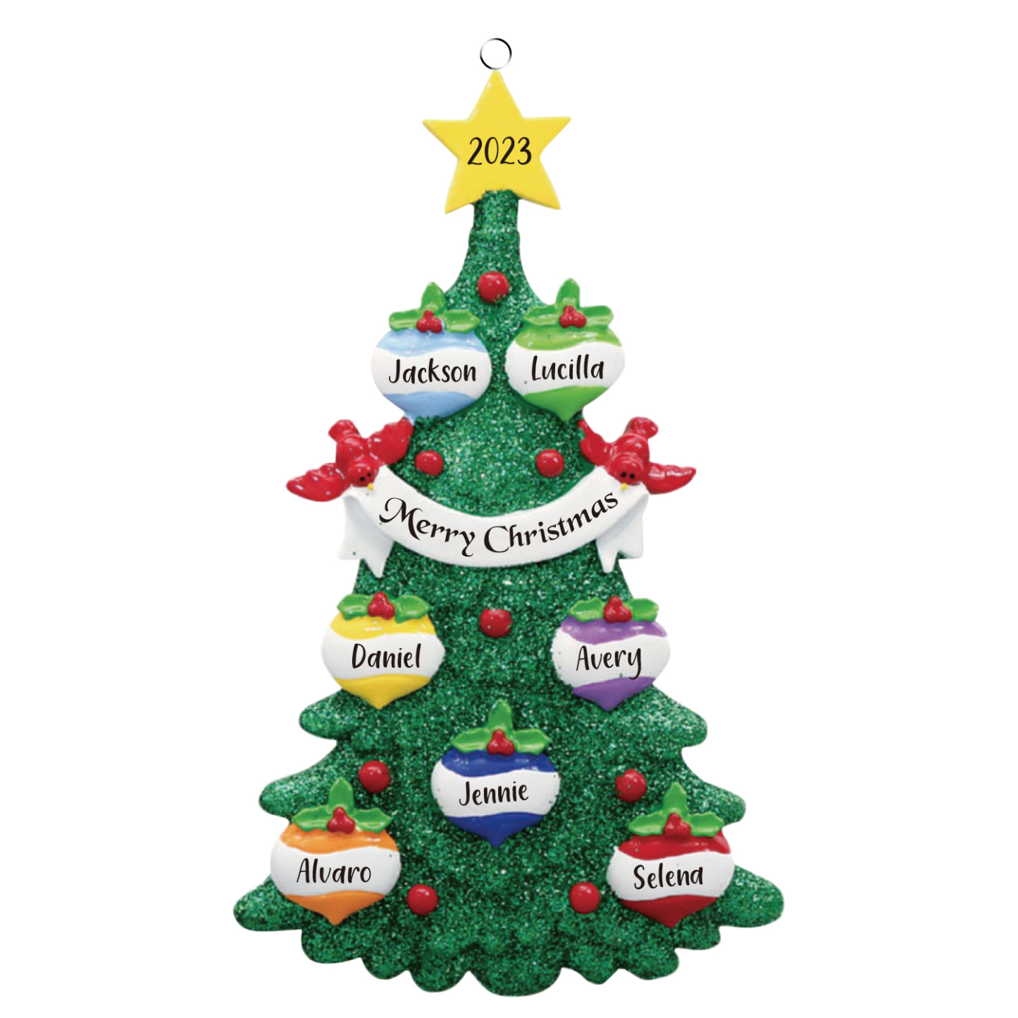 7 Names - Personalised Christmas Tree Ornaments Custom Text & Year Wooden Christmas Pendant Gifts for Family Friends-Jessemade AU