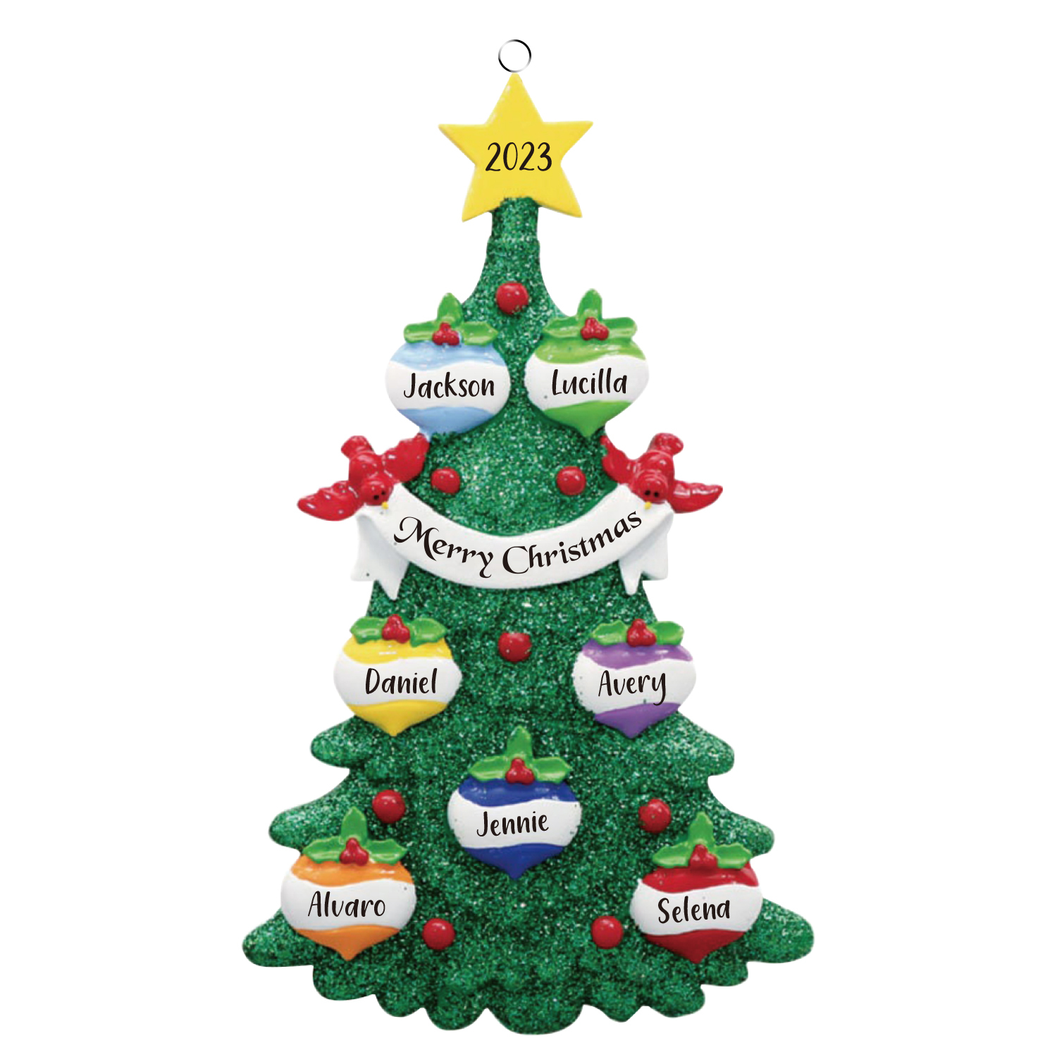 7 Names - Personalised Christmas Tree Ornaments Custom Text & Year Wooden Christmas Pendant Gifts for Family Friends-Jessemade AU