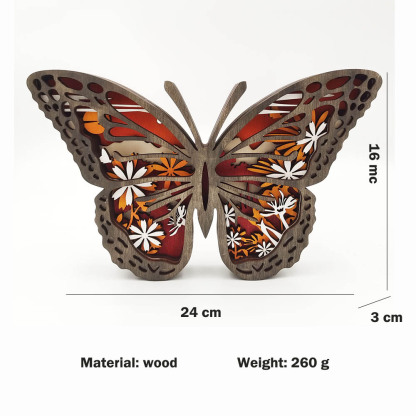 Butterfly Totem Wooden Home Decoration 3D Carving Flower Insect Night Light-Jessemade AU