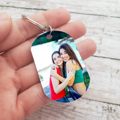 Personalised Photo Keyring Metal Keychain "Not Sisters By Blood But Sisters By Heart" Birthday Gift For Sister/Bestie/Friend-Jessemade AU