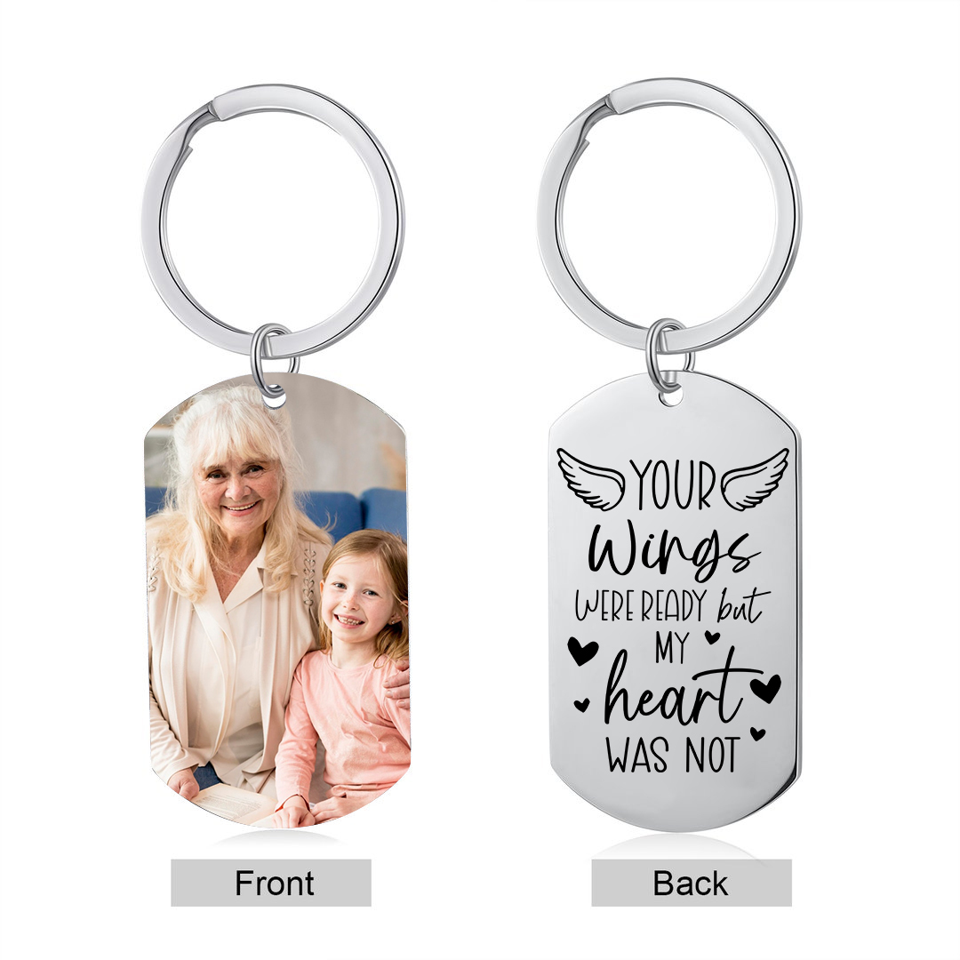 Personalised Memorial Photo Keychain Lover Memorial Keychain - Your Wings Were Ready But My Heart Was Not - Loss of Loved One-Jessemade AU