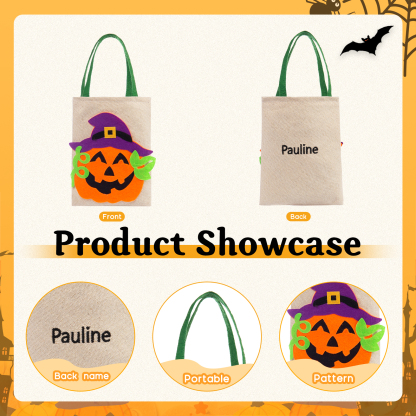 Personalised Halloween Tote Bags Custom 1 Name Halloween Trick or Treat Candy Bags-Jessemade AU