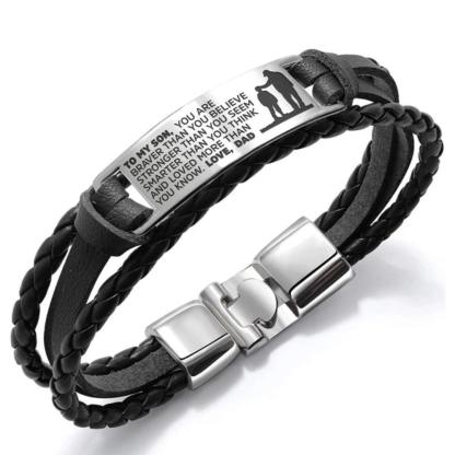 To My Son, You Are Braver Than You Believe Inspirational Bracelet Initial ID Bar Bangle Gifts For Men-Jessemade AU