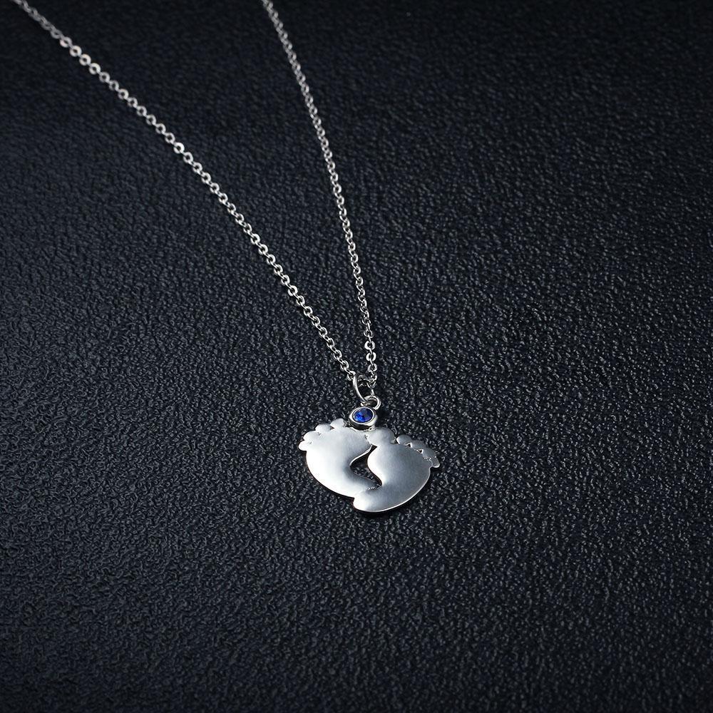 To My Mummy Personalised Baby Feet Pendant Necklace Custom 2 Names & Birthstone Necklace Gifts For Mother-Jessemade AU