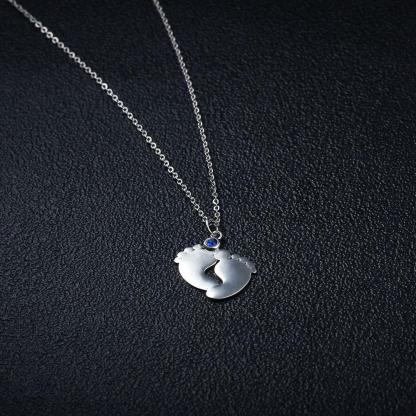 To My Mummy Personalised Baby Feet Pendant Necklace Custom 2 Names & Birthstone Necklace Gifts For Mother-Jessemade AU