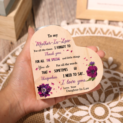 To My Mother-In-Law Candle Holder "For all the times I forgot to thank you" Wooden Candlestick-Jessemade AU