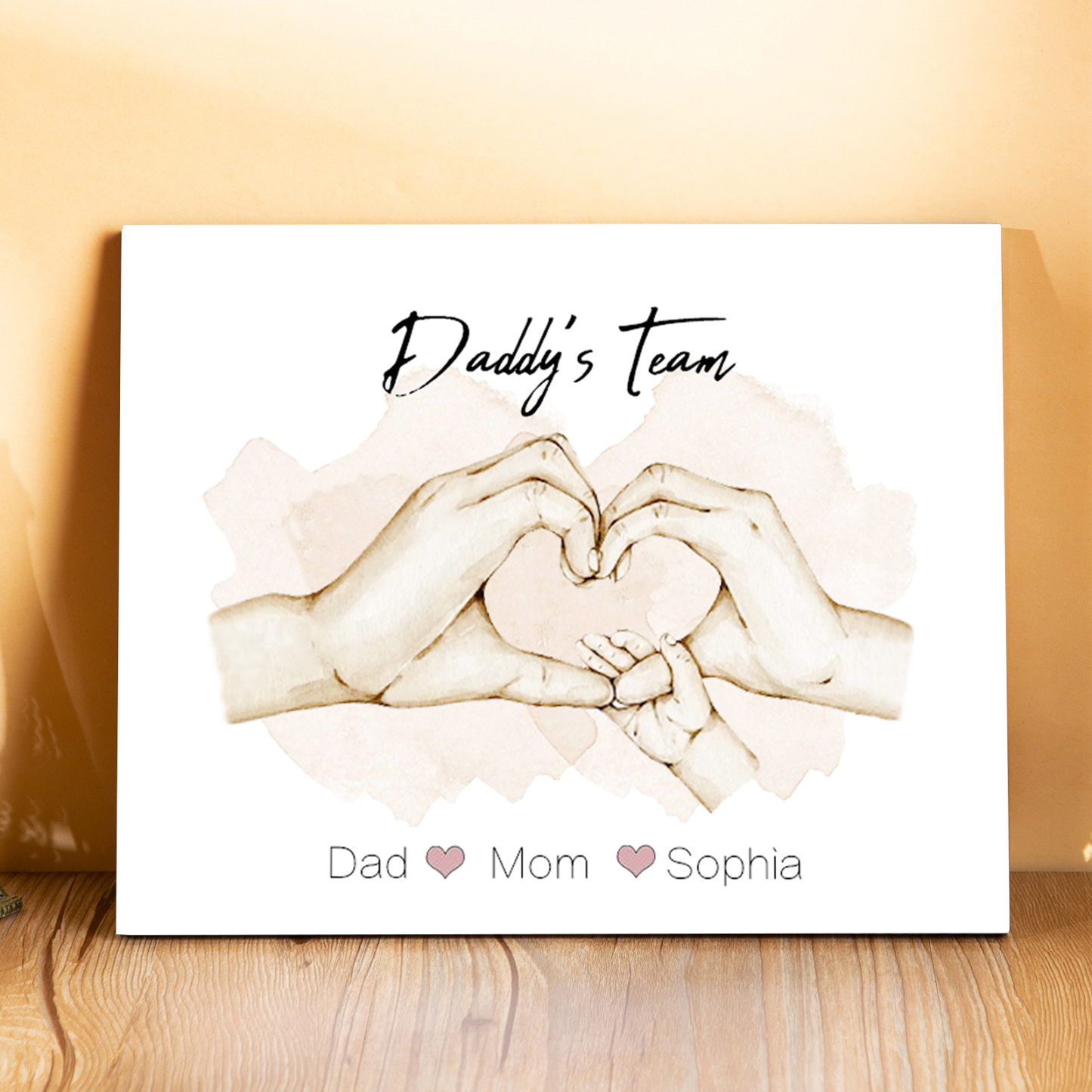 Personalised Heart Holding Hands Picture Board Custom 3 Names Family Keepsake Wood Signs Photo Frame-Jessemade AU