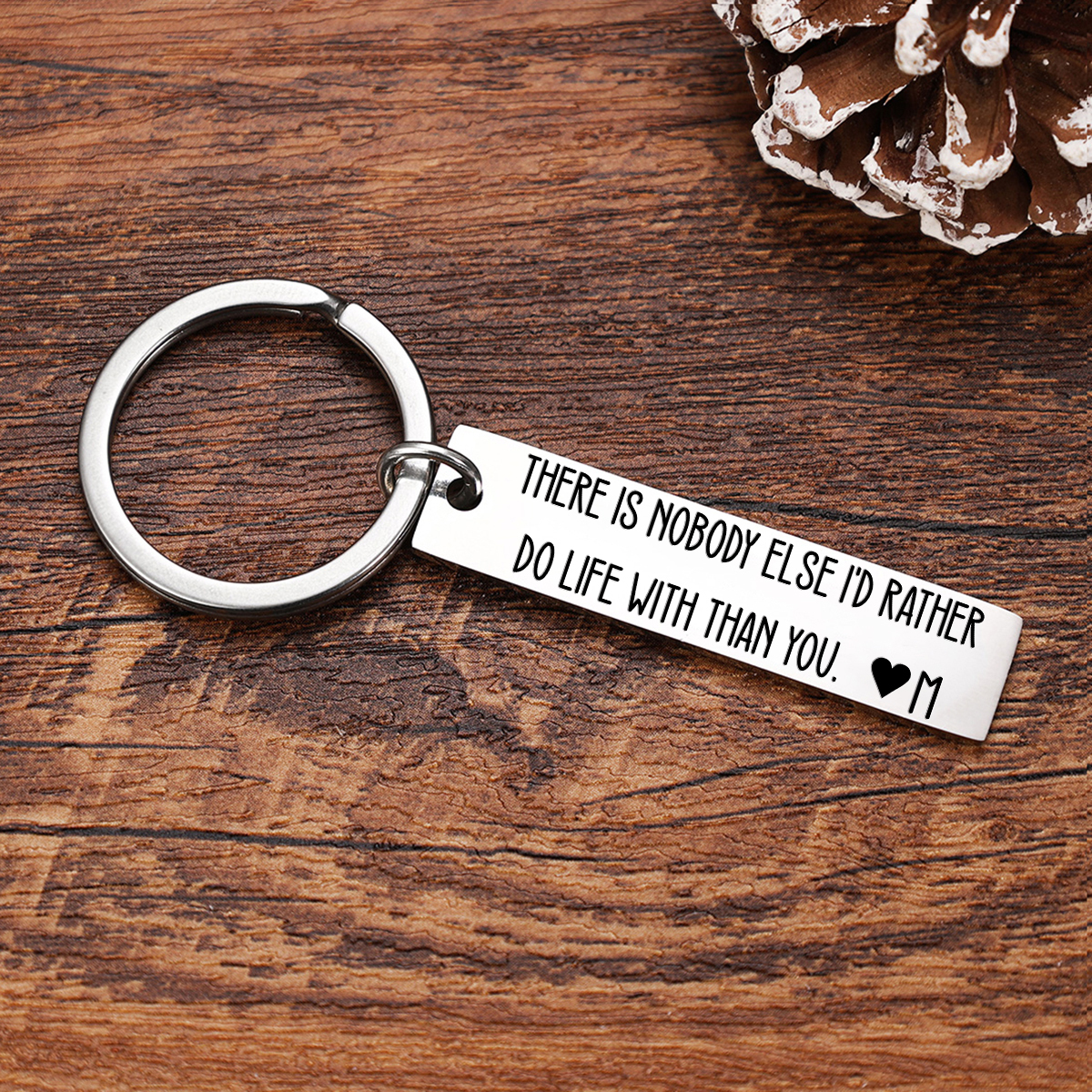 Personalised Letter Keychain Stainless Steel Keychain Couple Gift - There Is Nobody Else I'd Rather Do Life With Than You-Jessemade AU