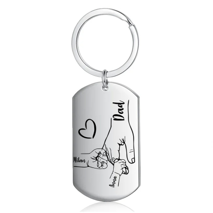 2 Names - Personalised Name Keychain Holding Hands Keychain Father's Day Gifts For Dad-Jessemade AU