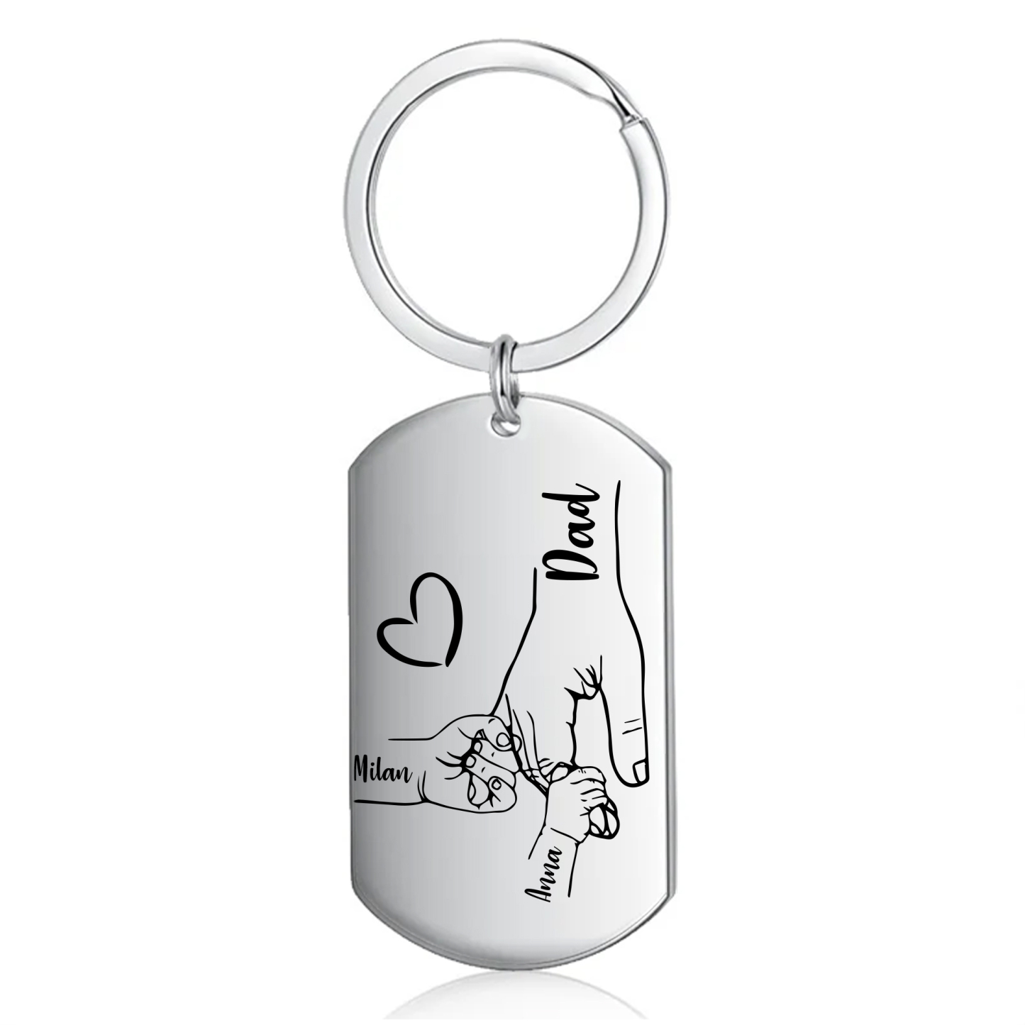 2 Names - Personalised Name Keychain Holding Hands Keychain Father's Day Gifts For Dad-Jessemade AU