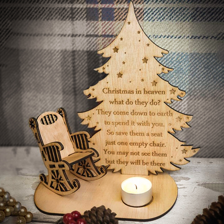 Personalised Christmas in Heaven Rocking Chair Ornament Memorial Tabletop Plaque-Jessemade AU