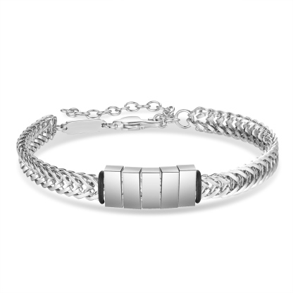 Personalised Men's Beaded Bracelet Custom 6 Names Adjustable Bracelets Stainless Steel Gifts for Him-Jessemade AU
