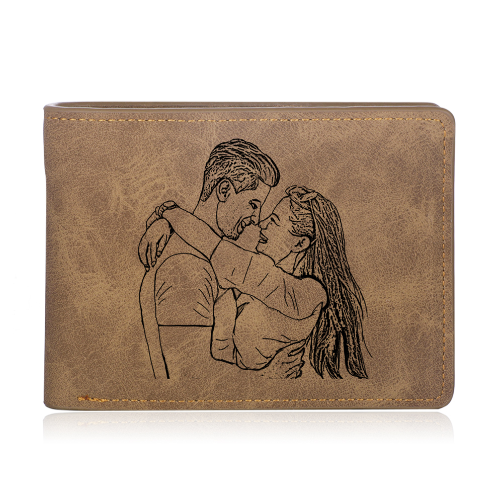 Personalised Leather Wallet Engraved Photo Short Purse Gifts For Men-Jessemade AU