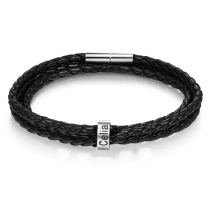 Men Braided Leather Bracelets with 1 Bead Bracelet Gifts for Him-Jessemade AU