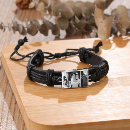 Personalised Photo Bracelet Customised Leather Adjustable Bracelet Gifts for Her Him-Jessemade AU