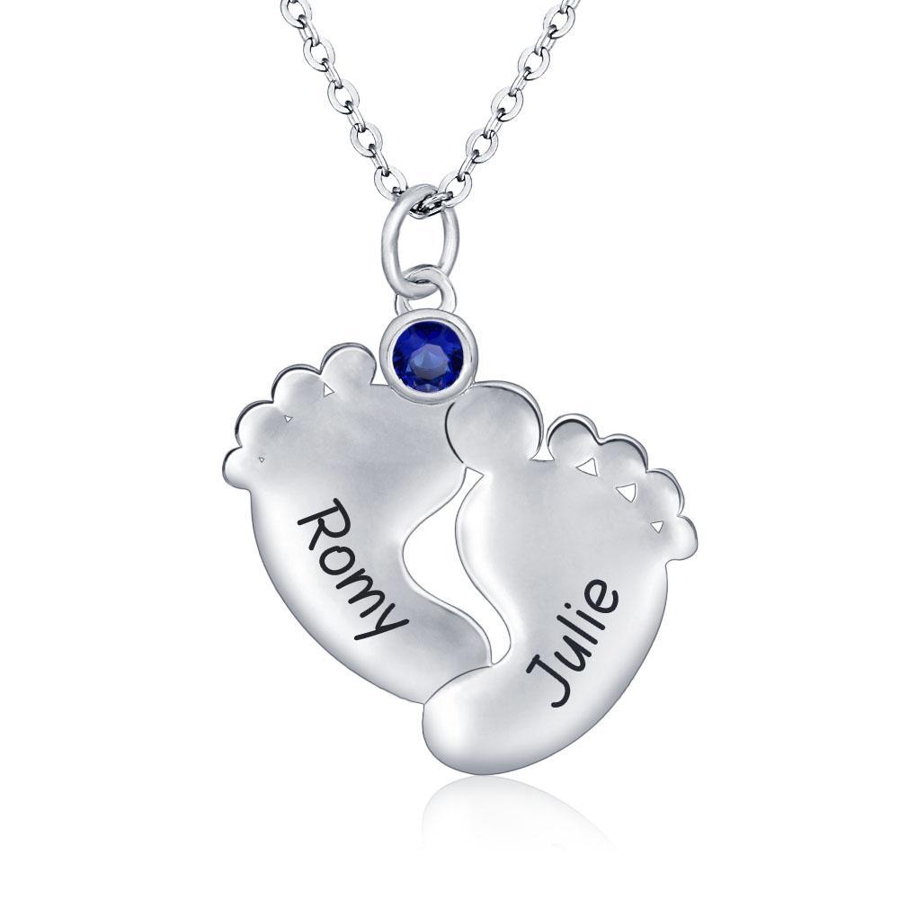 To My Mummy Personalised Baby Feet Pendant Necklace Custom 2 Names & Birthstone Necklace Gifts For Mother-Jessemade AU