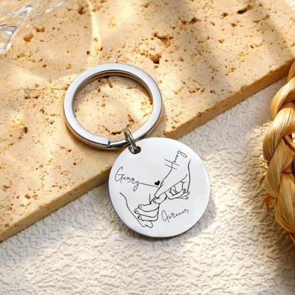 Personalised Round Couple Keychain Custom 2 Names & Text Keyring Valentine's Day Gift For Couples/Friends-Jessemade AU