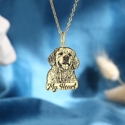 Pet Personalised Photo Necklace Engraved 1 Name Pet Memorial Cat Dog Necklace-Jessemade AU