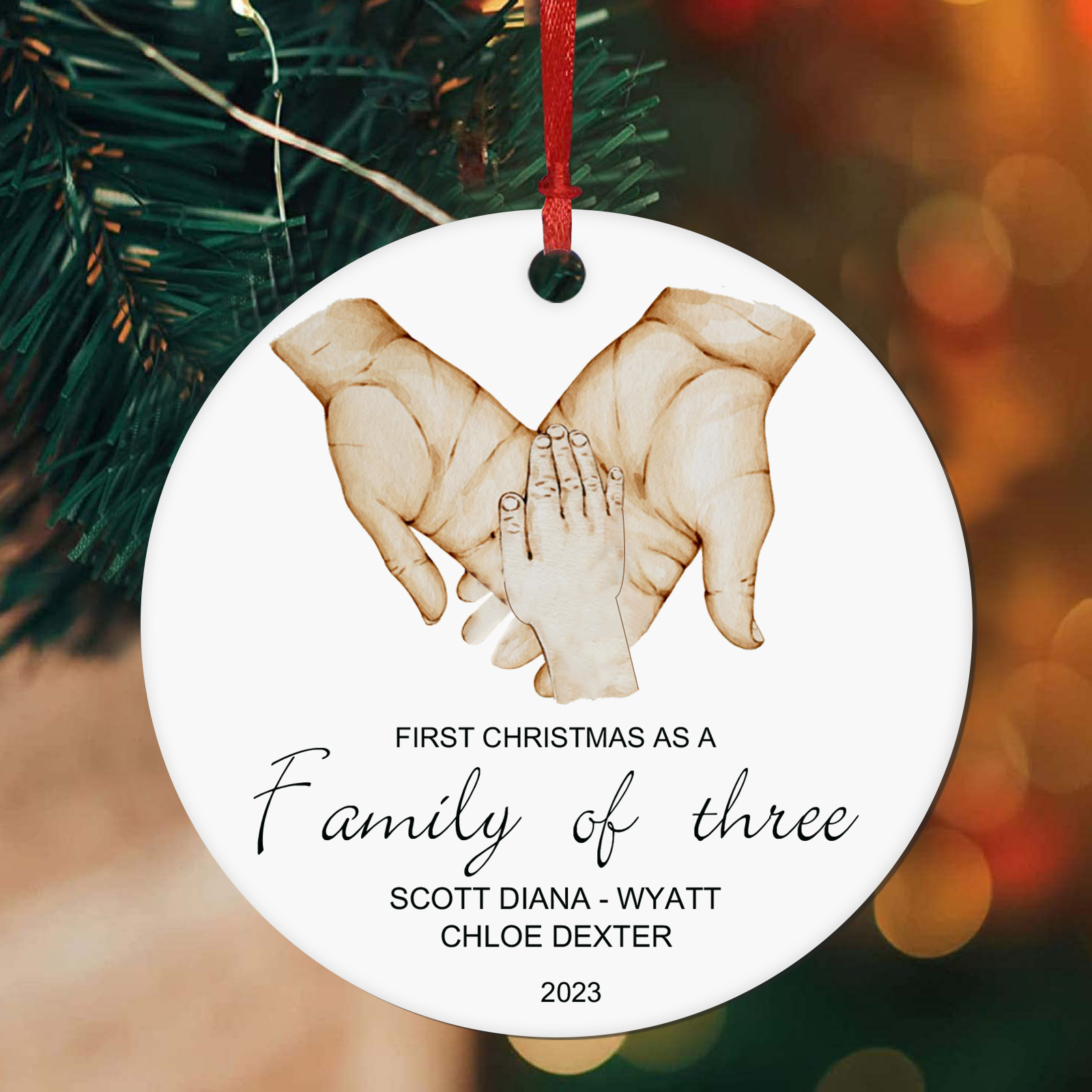 Personalised Christmas Tree Ornaments Wooden Palm Christmas Pendant Custom Text Gifts for Family Friends-Jessemade AU