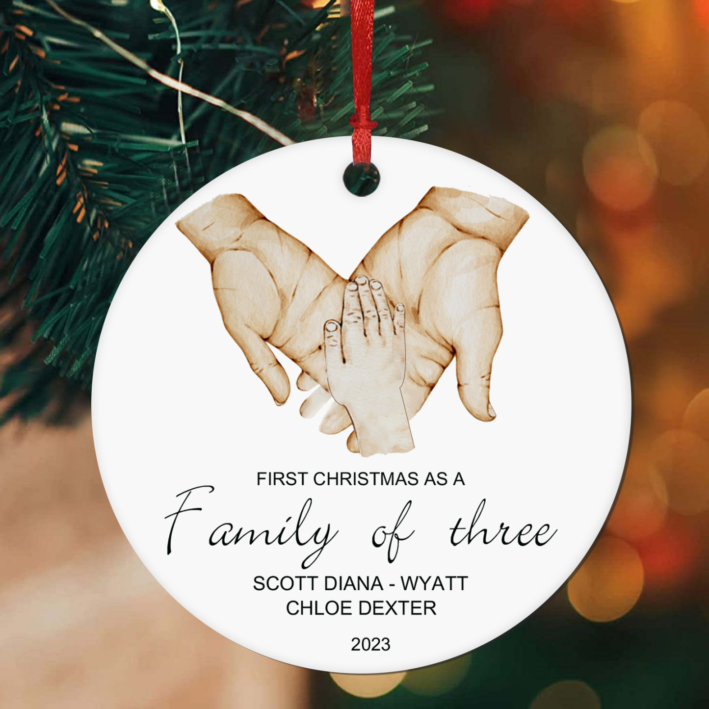 Personalised Christmas Tree Ornaments Wooden Palm Christmas Pendant Custom Text Gifts for Family Friends-Jessemade AU