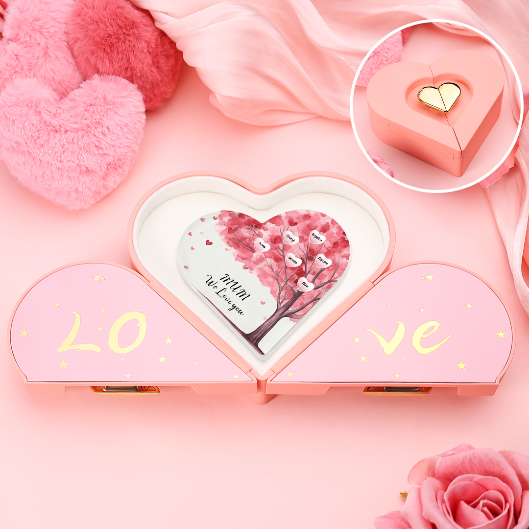 6 Names - Personalised Acrylic Heart Keepsake Custom Text Pink Tree Ornaments Gifts for Grandma/Mother-Jessemade AU