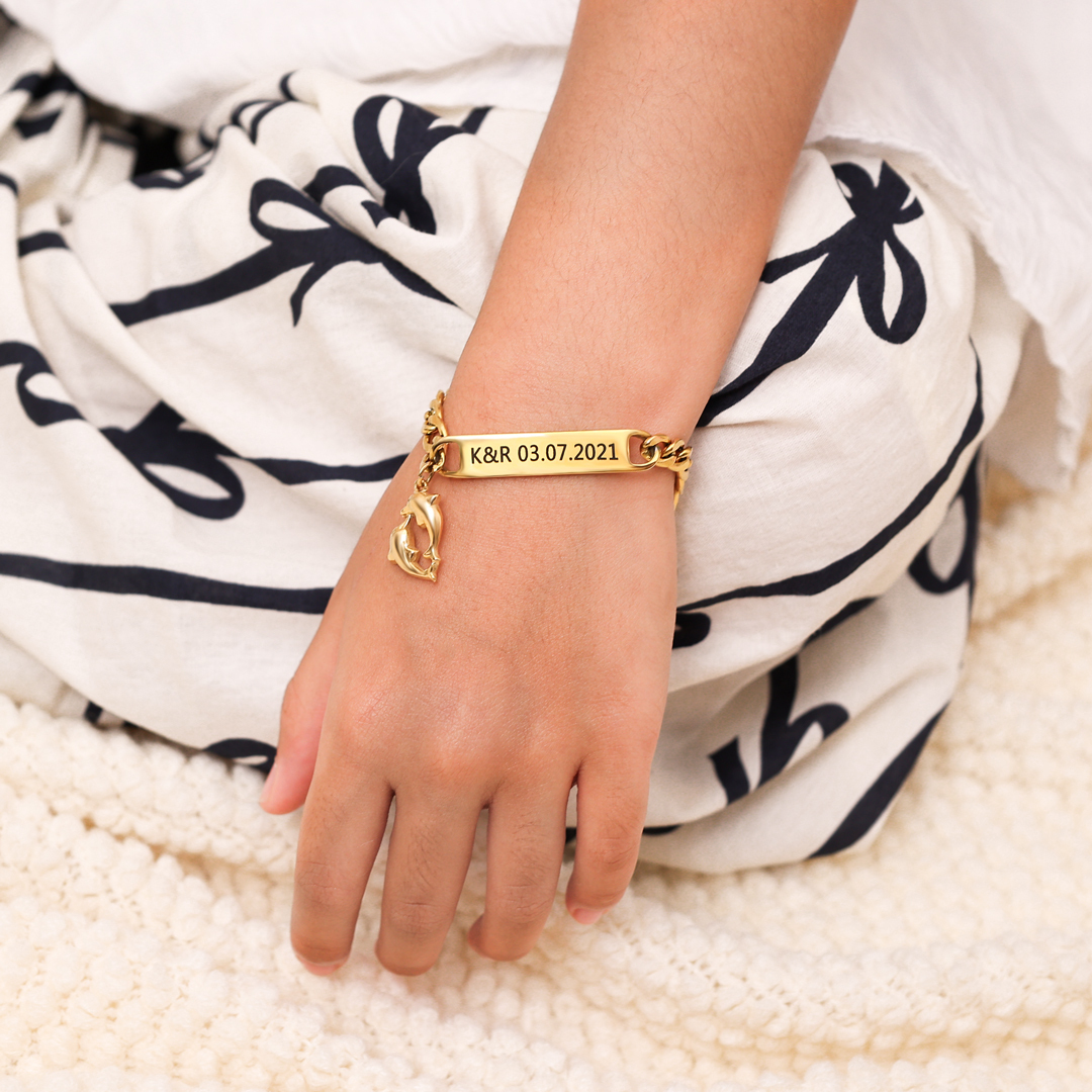 Baby Name Bracelet Personalised 1 Name Bracelet Dolphin Customised Bracelet Child Gift-Jessemade AU