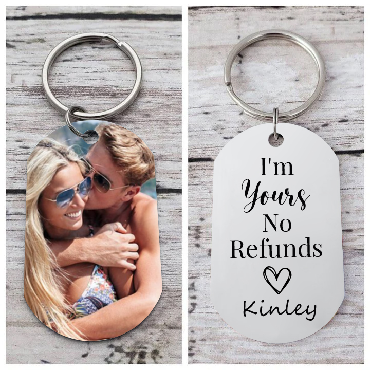 Personalised Photo Keychain for Couple Custom 1 Name Keychain - I'm Yours No Refunds - Valentine's Day Gifts-Jessemade AU