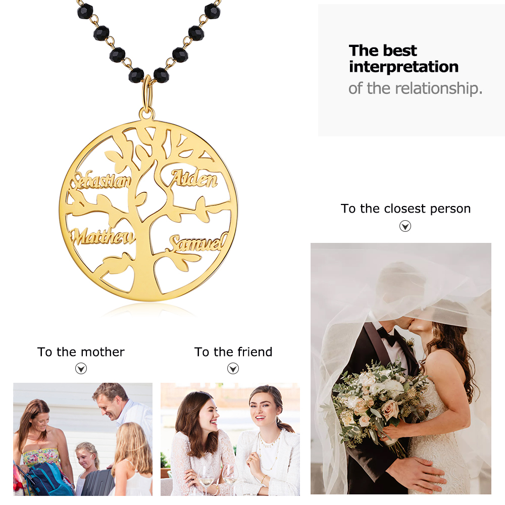 Personalised Family Tree Necklace Custom 4 Names Necklace Gift For Mother-Jessemade AU