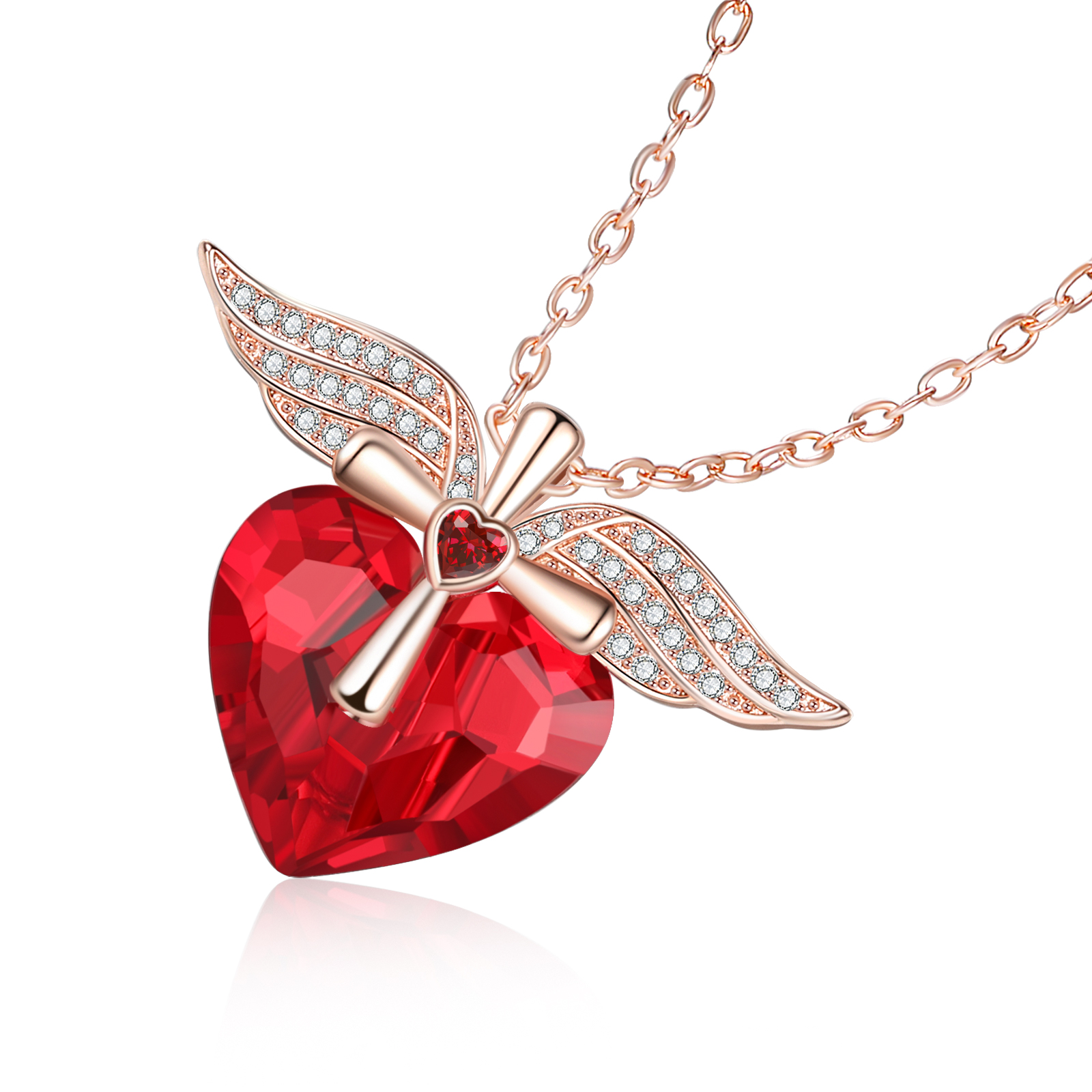 Heart-shaped Crystal Necklace Birthstone Necklace Gifts For Her-Jessemade AU