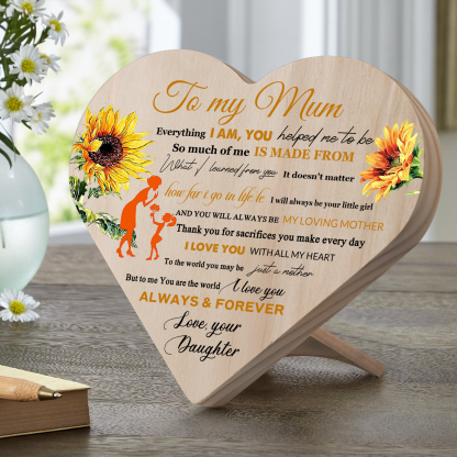 To My Mum "I Love You ALWAYS & FOREVER" Wooden Flowers Heart Keepsake Desktop Ornament-Jessemade AU