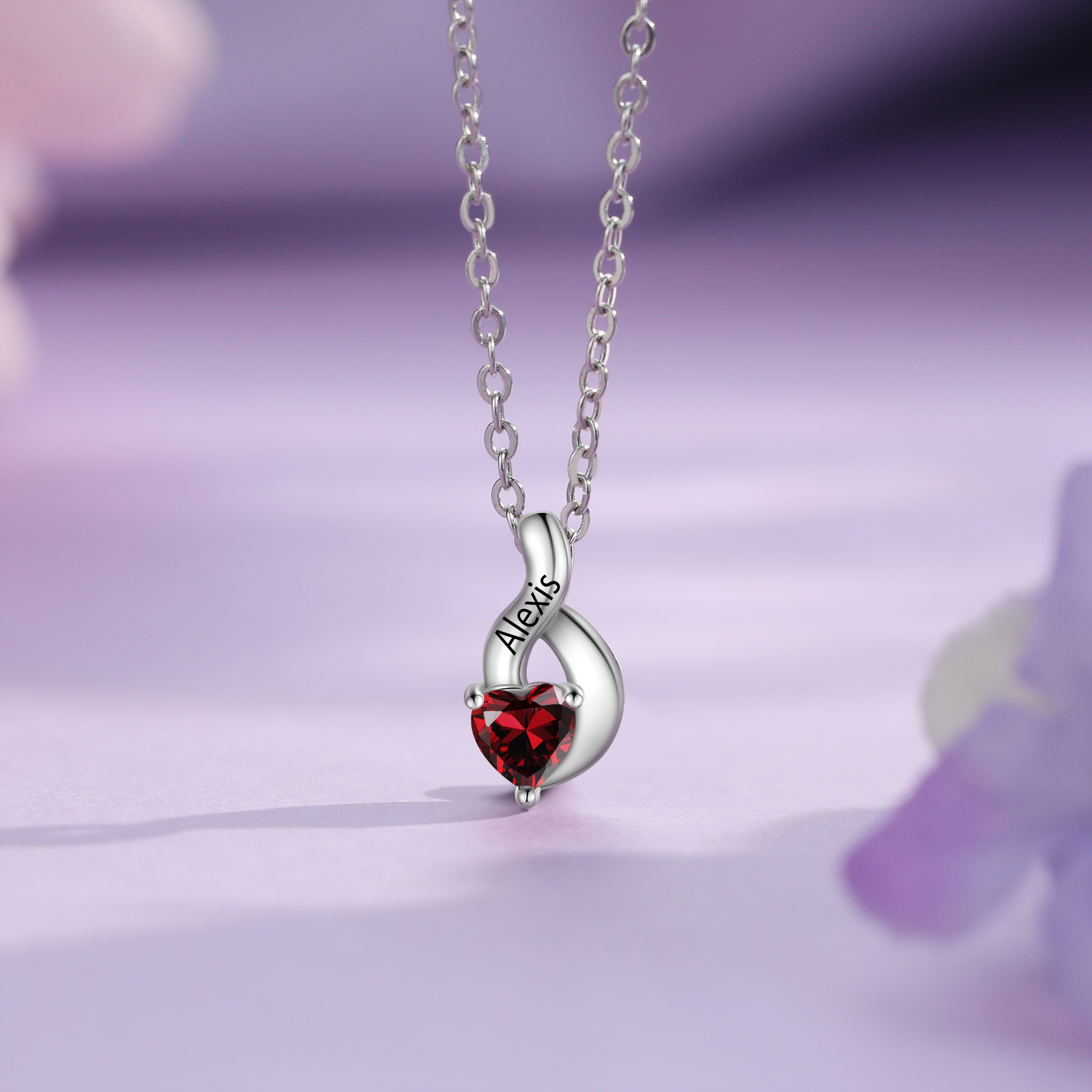1 Name - Personalised Pendant Necklace Customised Names & Birthstones Necklace Birthday Gift for Women Girls-Jessemade AU