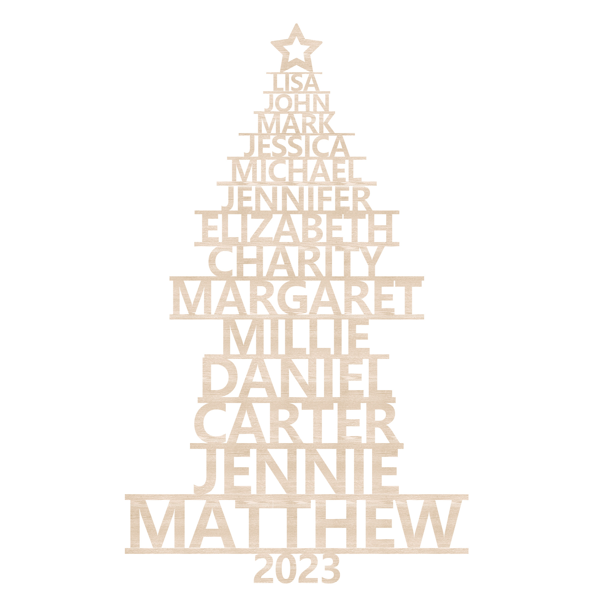 14 Names - Personalised Christmas Tree Ornaments Customised Name Xmas Wooden Decor Gifts for Family Friends-Jessemade AU