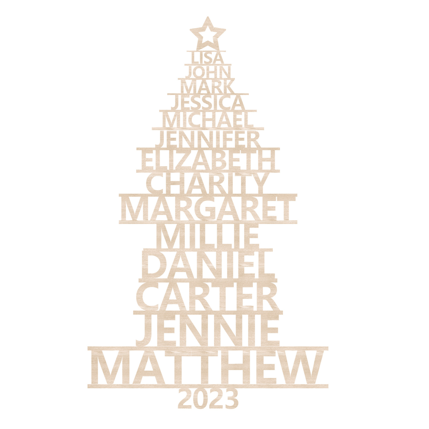 14 Names - Personalised Christmas Tree Ornaments Customised Name Xmas Wooden Decor Gifts for Family Friends-Jessemade AU