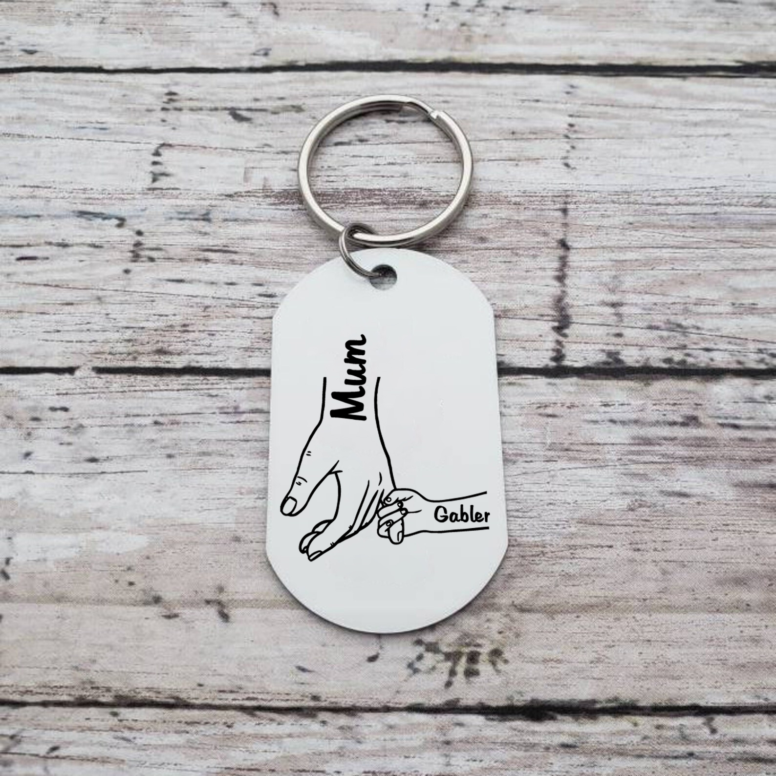 2 Names - Personalised Name Keychain Holding Hands Keychain Mother's Day Gifts For Grandma/Mother-Jessemade AU